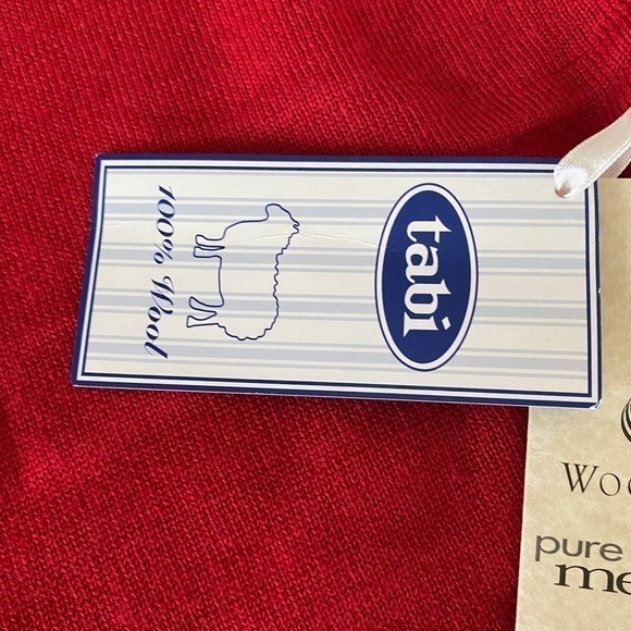 TABI  Red Virgin Wool Mock Neck Top Sleeveless Pullover Sweater Shell Sz L - Picture 13 of 14
